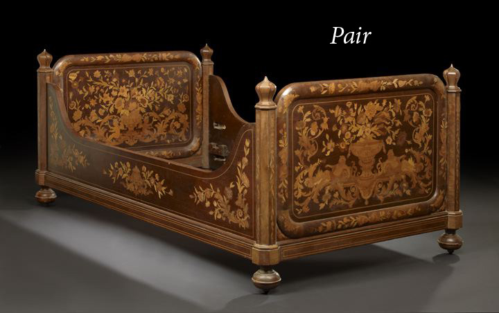 Appraisal: Pair of Dutch Mahogany and Marquetry Daybeds early th century