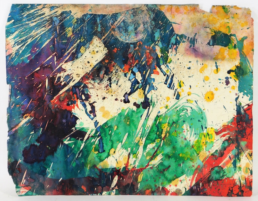 Appraisal: TARO YAMAMOTO ABSTRACT EXPRESSIONIST WC PAINTING California New York -