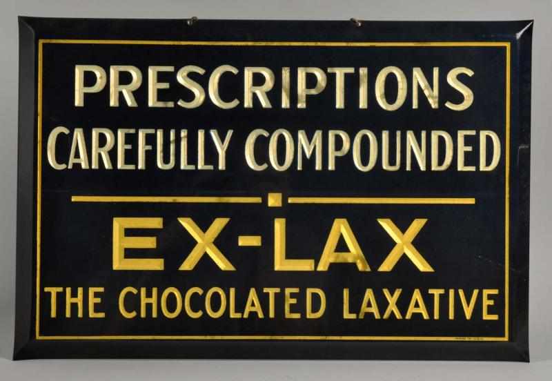 Appraisal: Celluloid Ex-Lax Prescription Sign s to s Unusual item to