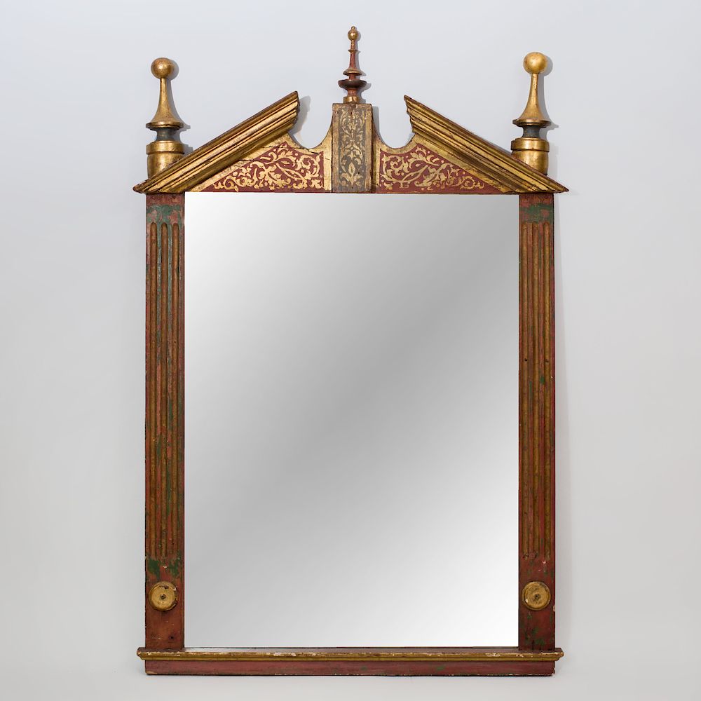 Appraisal: Neoclassical Style Painted and Parcel-Gilt Mirror x in Condition There