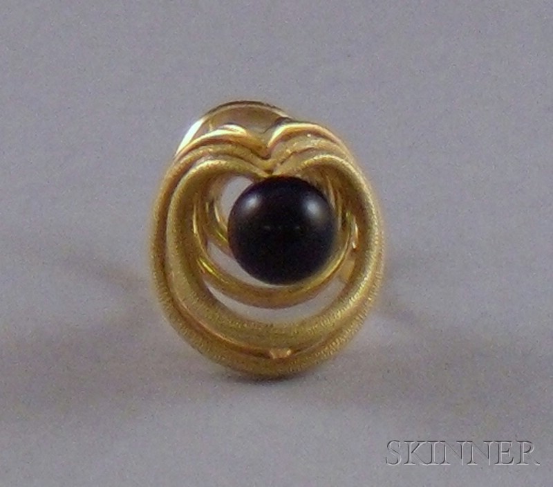 Appraisal: Italian Modernist kt Gold and Lapis Lazuli Whimsical Swirl Ring