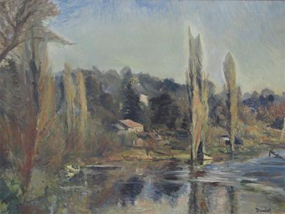 Appraisal: Ronald Ossory Dunlop - River view in France Signed Oil