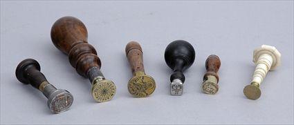 Appraisal: GROUP OF SIX WAX SEALS to in