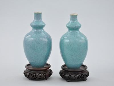 Appraisal: A Pair of Robin's Egg Glazed Vases Chinese ca th