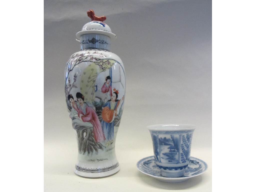 Appraisal: A Chinese Famille Rose baluster vase and a Chinese blue