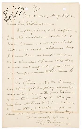 Appraisal: TWAIN Mark - CLEMENS Samuel - Manuscript letter signed to