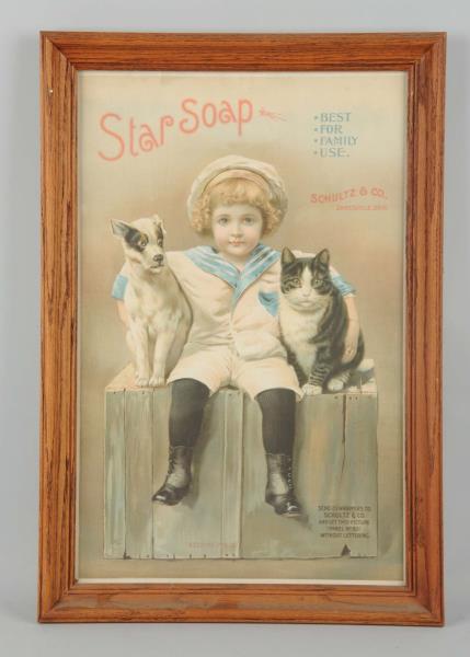 Appraisal: Star Soap Advertising Paper Sign Framed Great image of a