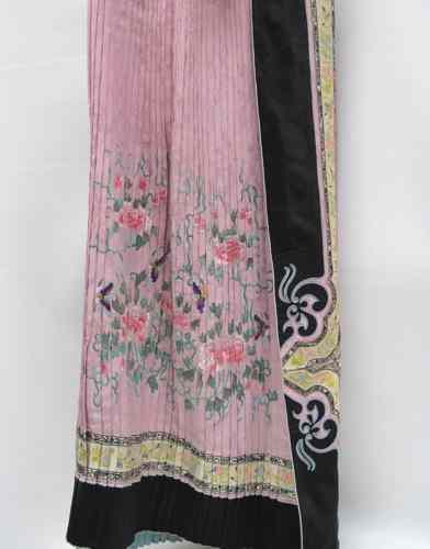 Appraisal: CHINESE LADY'S SILK SKIRT pleated with rose pink field and