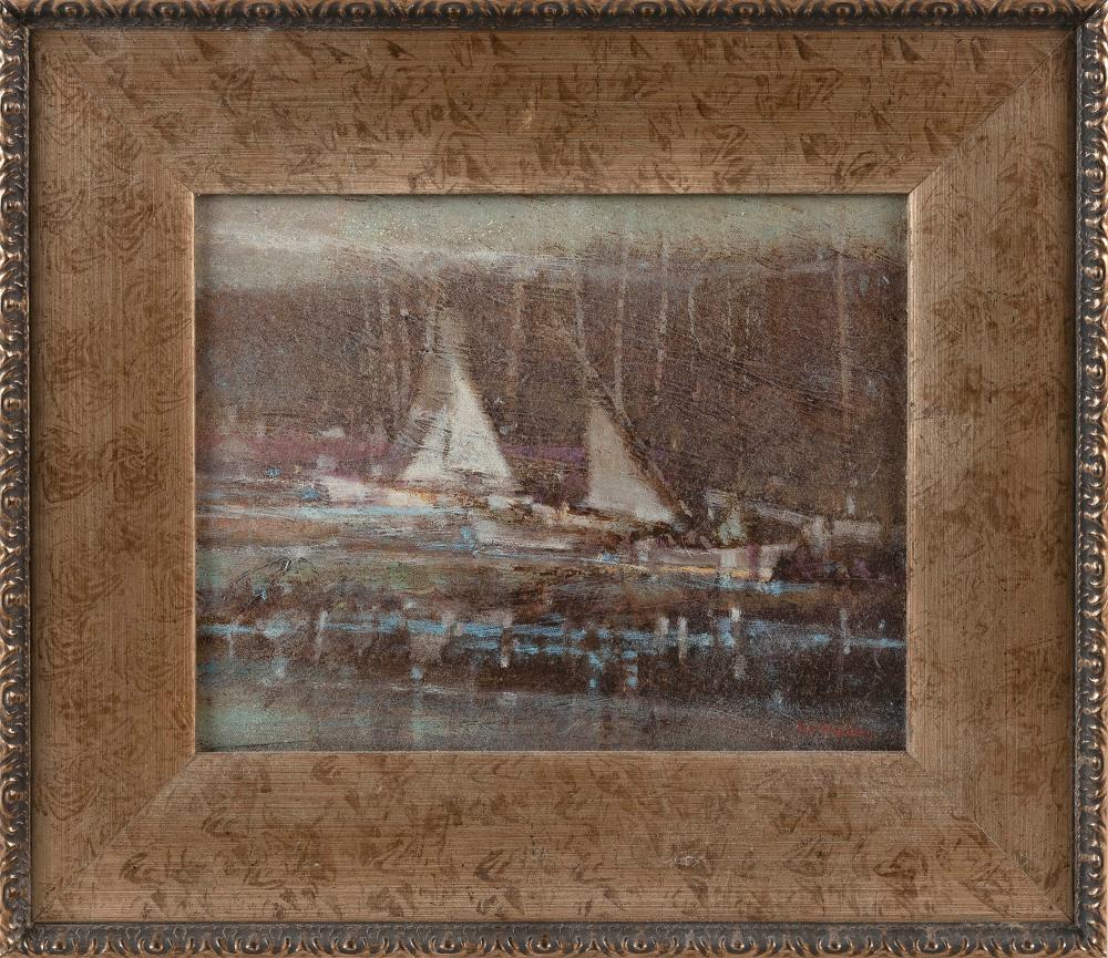 Appraisal: PAUL LAPAGLIA NANTUCKET MASSACHUSETTS CONTEMPORARY HARBOR STUDY V OIL ON