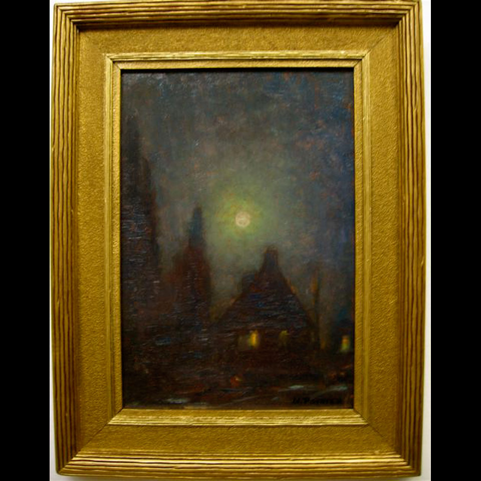 Appraisal: FULL MOON OVER COTTAGE NARCISSE POIRIER - CANADIAN OIL ON