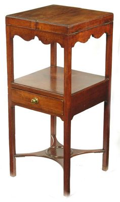 Appraisal: A late George III mahogany square washstand with a twin