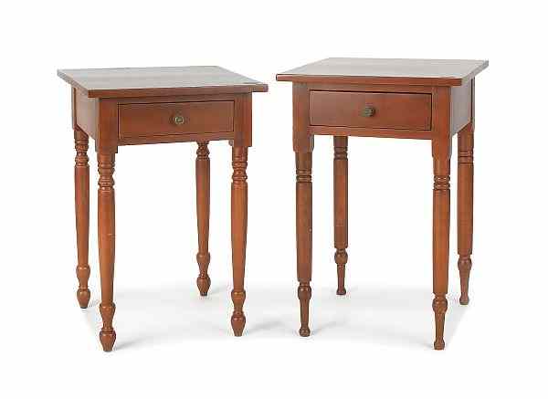 Appraisal: Two Pennsylvania Sheraton cherry one drawer stands early th c