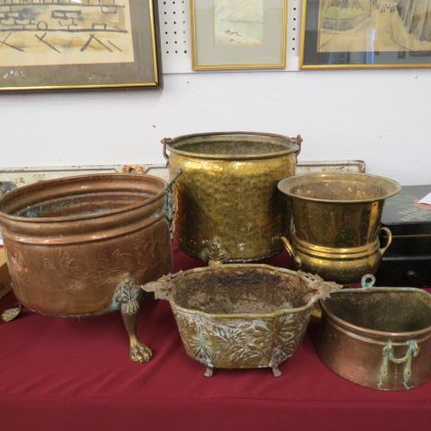 Appraisal: pcs of Brass and Copper jardinieres planter and wine cooler