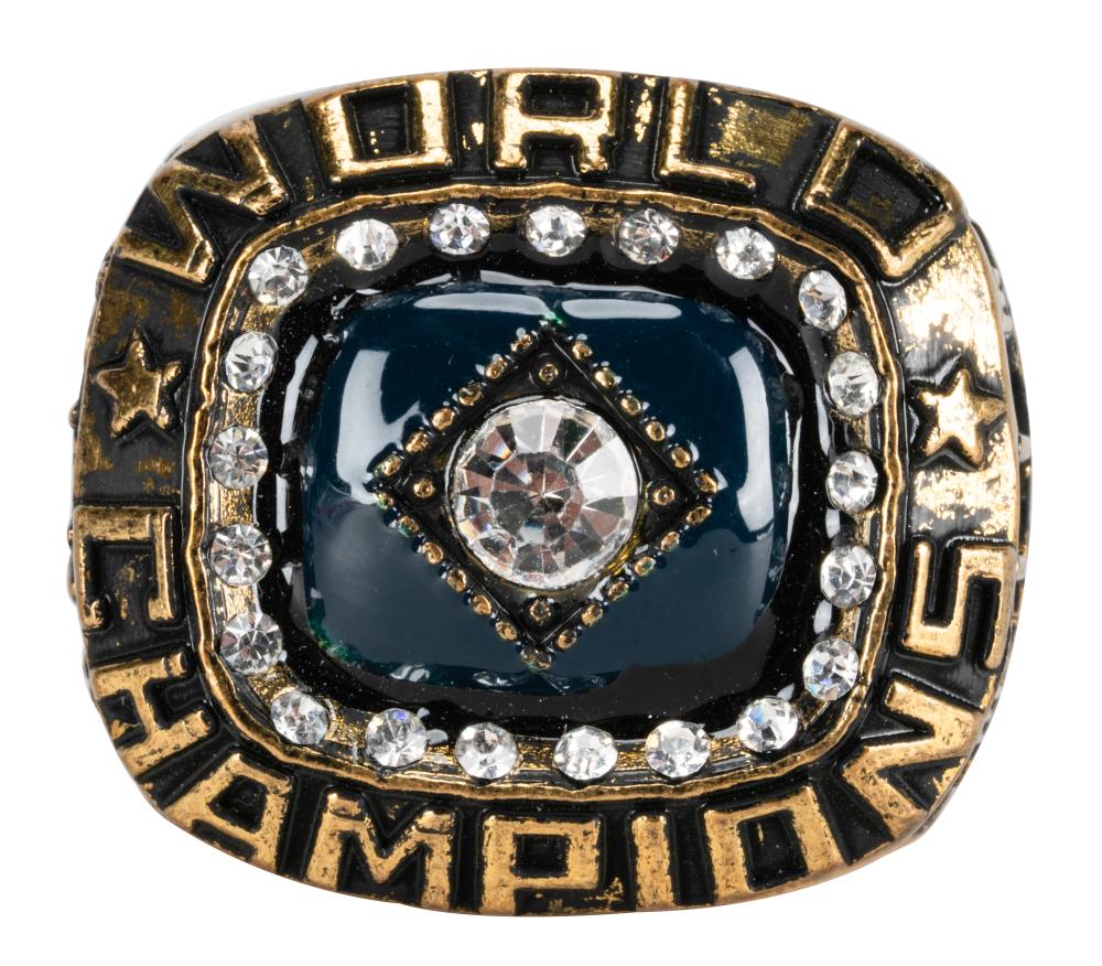 Appraisal: DON RICKLES YANKEES CHAMPIONSHIP RING REPLICAgold-plate enamel with diamond simulants