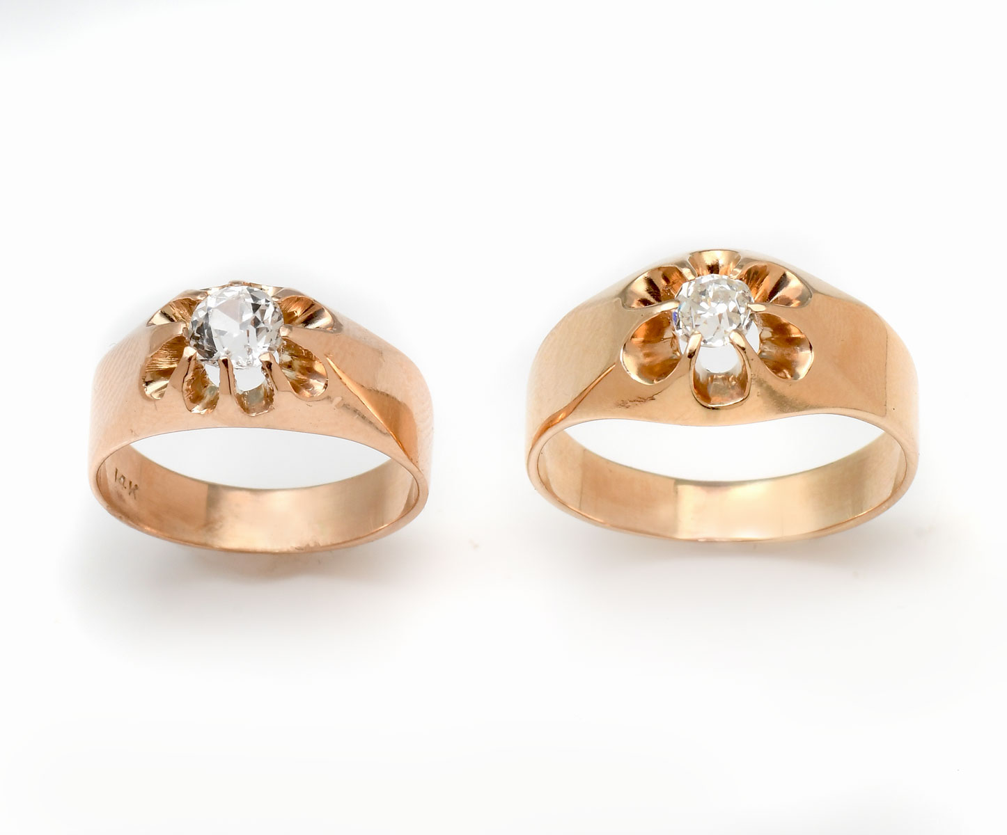 Appraisal: PAIR OF K DIAMOND SAPPHIRE RINGS Two K yellow gold