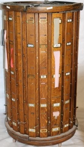 Appraisal: EARLY TH C DAVID LOCHNER COUNTRY STORE RIBBONCABINET QUARTERED OAK