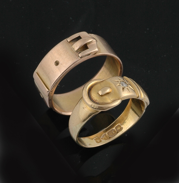 Appraisal: Two antique buckle rings One set in ct gold hallmarked