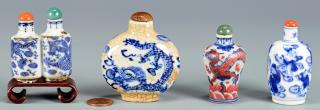 Appraisal: Chinese Blue White Porcelain Snuff Bottles st item Chinese blue