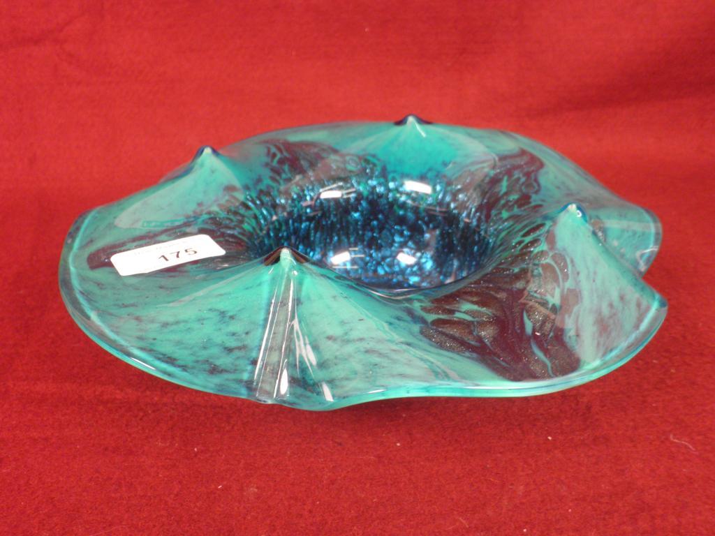 Appraisal: A green and yellow glass bowl possibly by Sommerso with