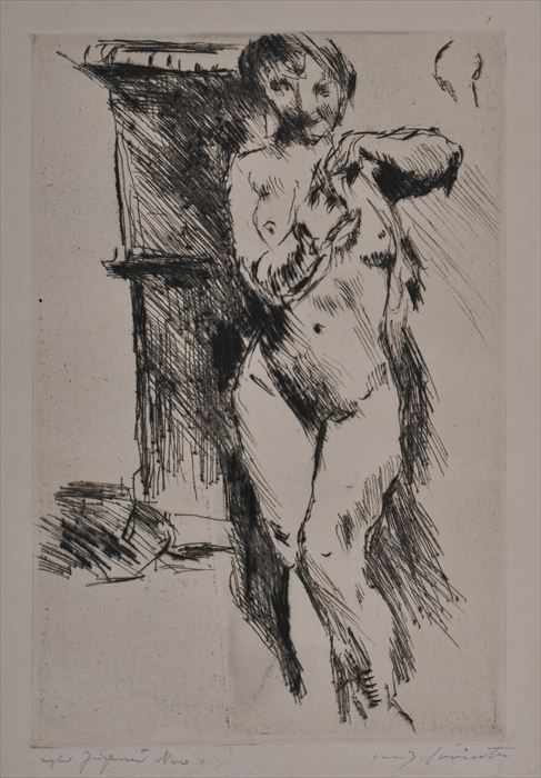 Appraisal: LOVIS CORINTH - TWO FEMALE NUDES Drypoint etchings both signed