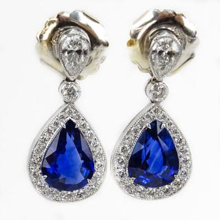 Appraisal: Vintage Approx Carat Pear Shape Sapphire Diamond and Platinum Pendant