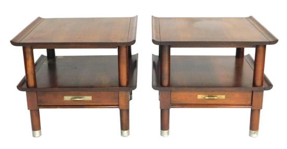 Appraisal: Pair of Willett mid-century Chinese design end tables with single