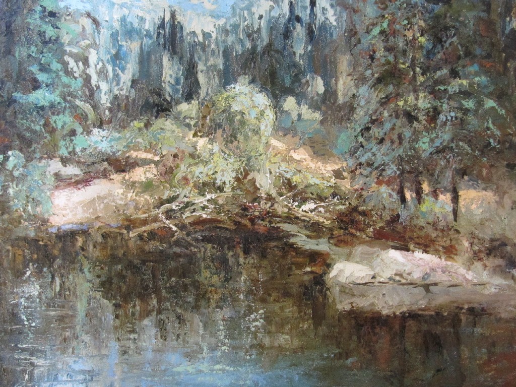 Appraisal: CHARLES GORDON BORROWMAN RSW - Oil on board 'Woodland Pool'