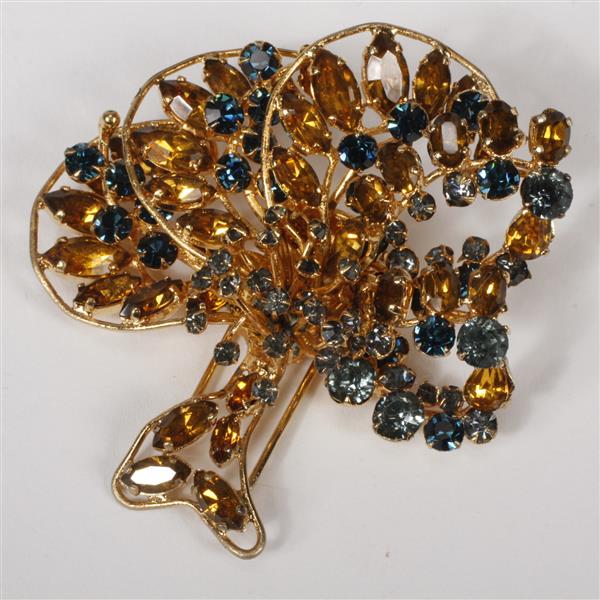 Appraisal: Art Deco Haute Couture Green Citrine Gripoix Jeweled Tree Form