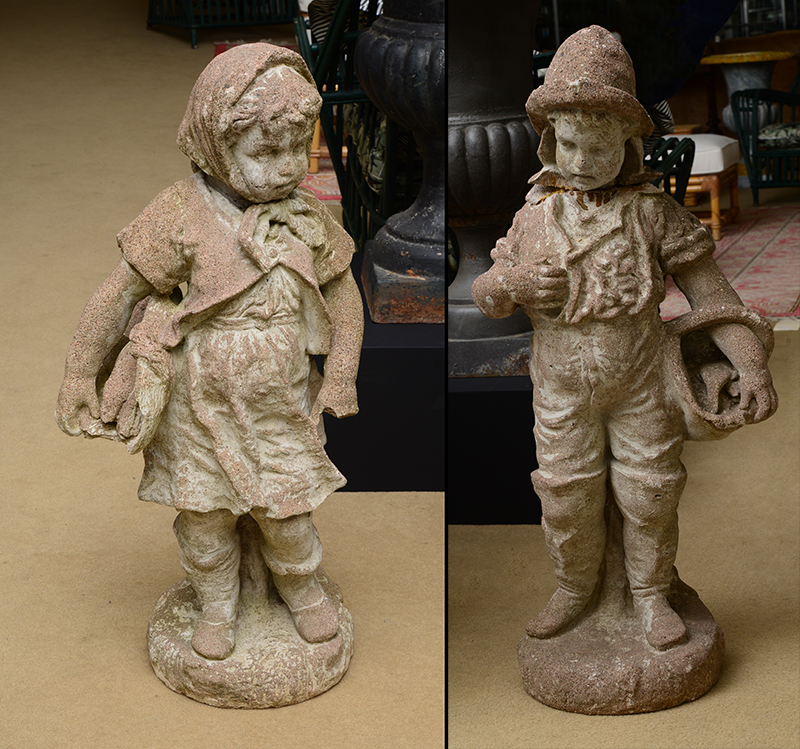 Appraisal: Two Cast-Stone Garden Figures Female x x in male x