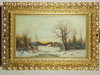 Appraisal: OOC - Winter landscape with red house and stream by