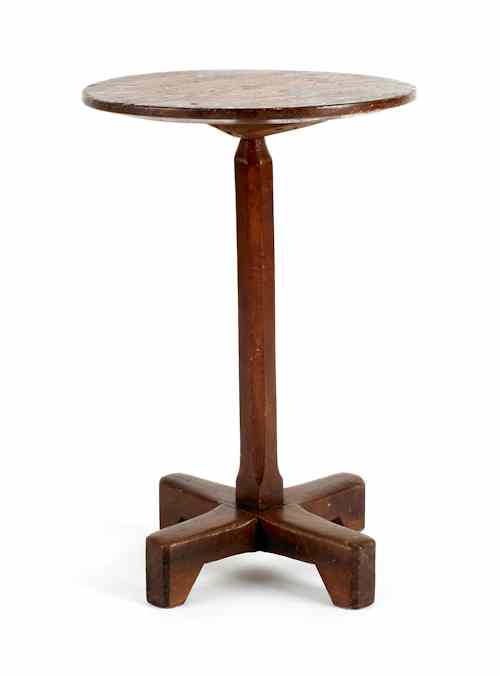 Appraisal: Pennsylvania William Mary pine and maple candlestand ca with a