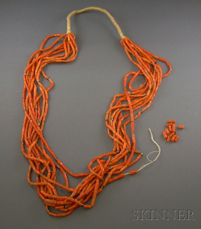 Appraisal: Southwest Multi-strand Coral Necklace ten strands with some silver spacer