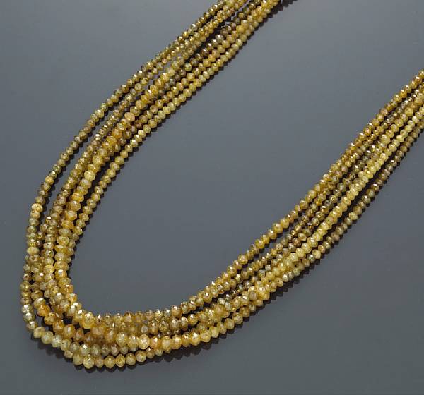 Appraisal: A colored diamond and diamond multi-strand necklace comprising faceted diamond