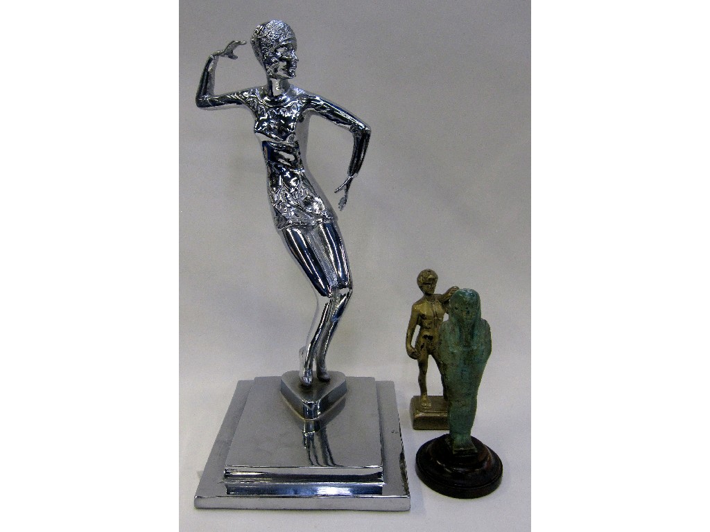 Appraisal: Chromed figure of a flapper a figure of a mummy