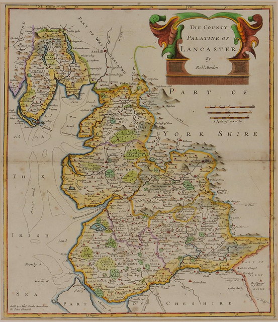 Appraisal: ROBERT MORDEN'The County Palatine of Lancaster' double-page engraving hand-coloured x