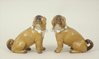 Appraisal: Pair of Porcelain Pug Figures in