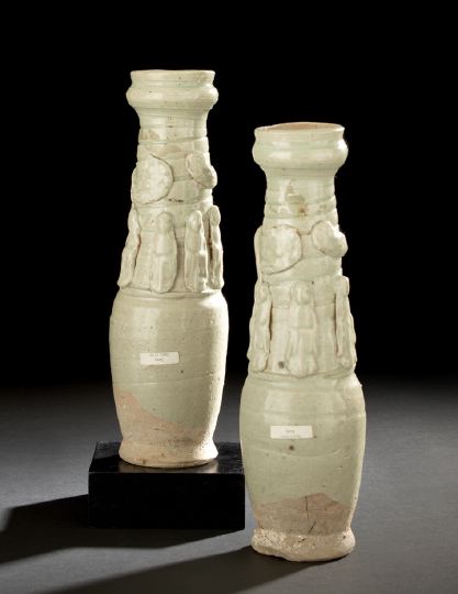 Appraisal: Pair of Chinese Ching Pai-Glazed Funerary Jars Song Dynasty -