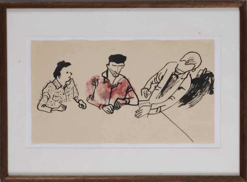 Appraisal: ATTRIBUTED TO BEN SHAHN THREE FRIENDS BERNARDE SAM FRIEDMAN AND