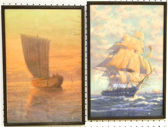 Appraisal: Two Yoshihiko Ito Japanese - watercolors on paper marine scenes