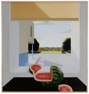 Appraisal: Roger RB Sprague New Mexico - Window With Sliced Watermelon