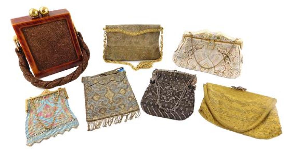 Appraisal: Six vintage beaded or metal mesh purses details include five