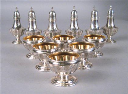 Appraisal: Twelve American sterling silver open salts and pepper shakers richard