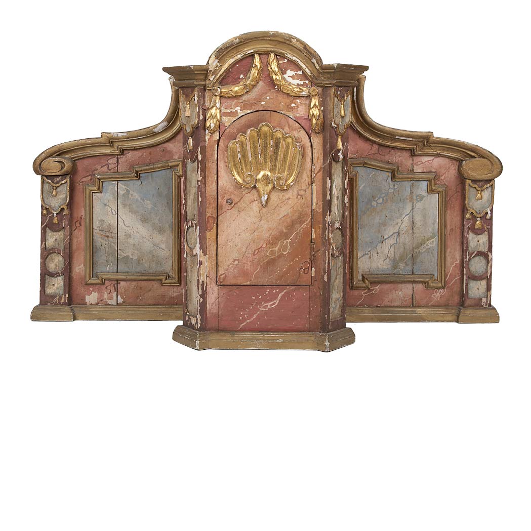 Appraisal: Italian Baroque Faux Painted and Parcel Gilt Hanging Cabinet th