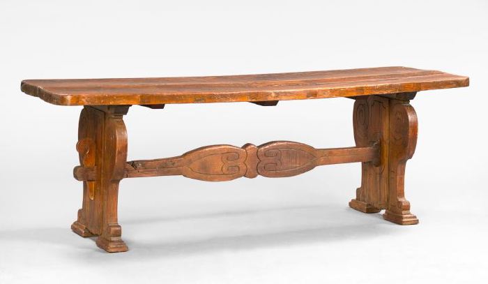 Appraisal: Provincial Oak Refectory Table early th century the rounded rectangular