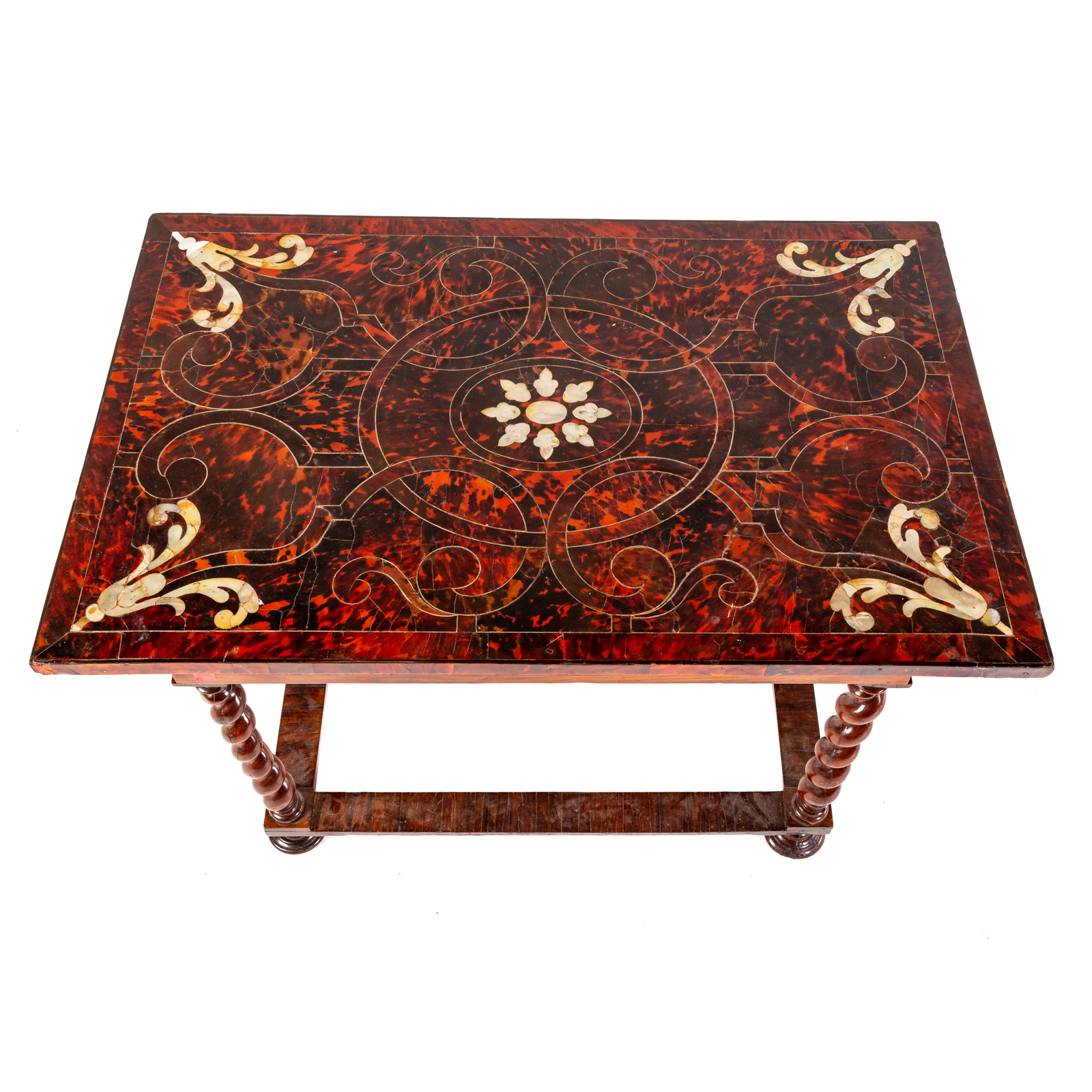 Appraisal: JACOBEAN STYLE SIDE TABLE WITH BOULLE TOP th century with