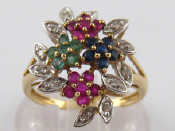 Appraisal: A carat gold ruby emerald sapphire and diamond ring size