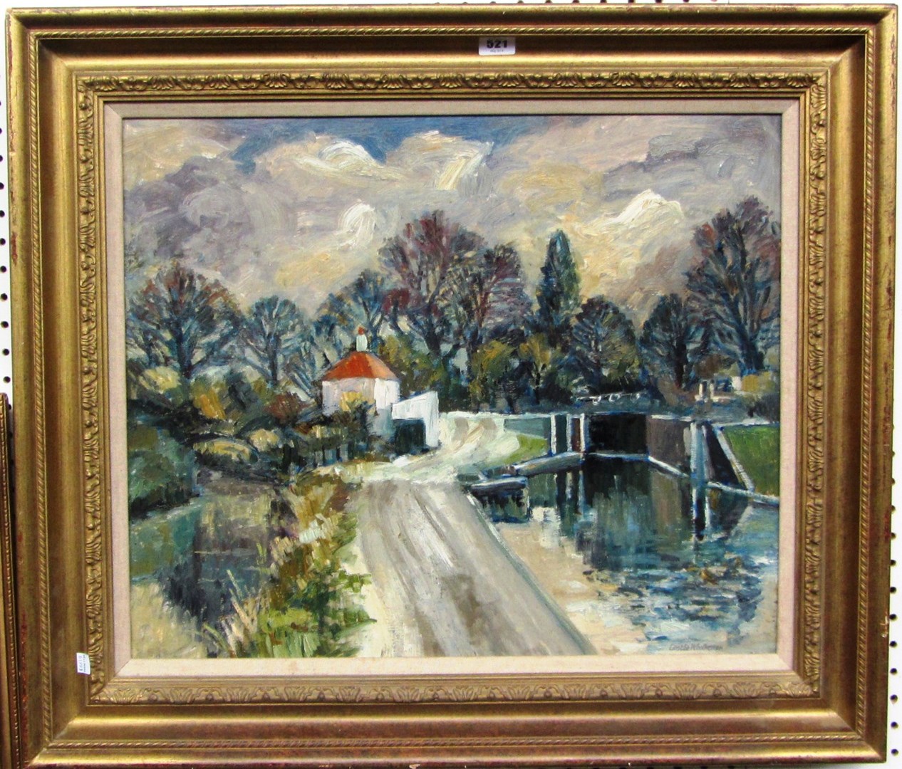 Appraisal: Leslie A Woollaston - The Lock keeper's cottage oil on