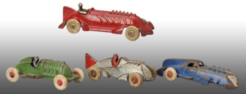 Appraisal: Lot of Cast Iron Hubley Race Car Toys Description Piston-type