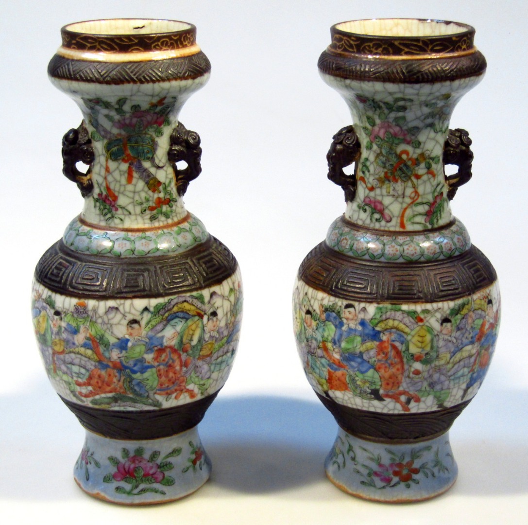 Appraisal: A pair of Ming style Chinese semi porcelain vases each