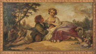 Appraisal: French School th Century Young Shepherdess and Courting Youth in